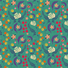 Flowers seamless pattern with nature elements for fashion, fabric, wallpaper, background, print, card, wrap with its elegant, ornate, beautiful and stylish design. Vector and illustration.