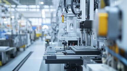 Machinery in a high-output factory prioritizes maximizing productivity, set within a cutting-edge industrial environment.