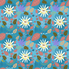 Flowers seamless pattern with nature elements for fashion, fabric, wallpaper, background, print, card, wrap with its elegant, ornate, beautiful and stylish design. Vector and illustration.