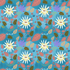 Flowers seamless pattern with nature elements for fashion, fabric, wallpaper, background, print, card, wrap with its elegant, ornate, beautiful and stylish design. Vector and illustration.