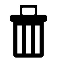 Image of a black trash icon on a white background