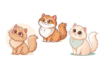 cute persian cat cartoon great vector stickers for pet lover.eps
