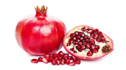 A red pomegranate with a small hole in it