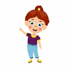 cute girl pointing vactor image.