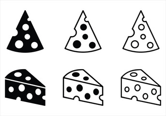 Cheese dices and slices silhouette vector.