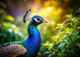 Side Profile of a Peacock in Natural Light - Stunning Tilt-Shift Photography Capture