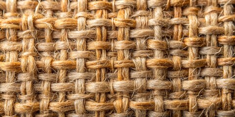 Obraz premium A Detailed Close-Up of a Natural Fiber Woven Fabric, Revealing the Intricate Pattern of Intertwined Threads, Showing the Texture and Strength of the Material