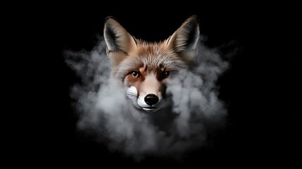Mystical Fox Portrait in Smoke  Digital Art  AI Generated  Fantasy  Animal  Nature  Abstra