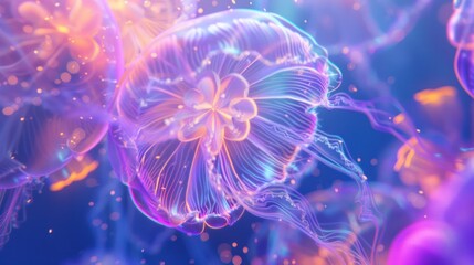 Glowing Jellyfish in a Vibrant Underwater World