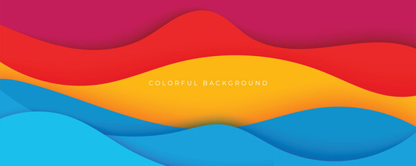 Obraz premium Abstract colorful 3D wavy background papercut style design for website and headline text