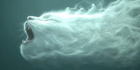 Ethereal Cat Monster in Smoke  Surreal Fantasy Art  Digital Painting