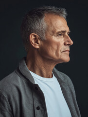 Obraz premium portrait of a senior man, cleanly groomed senior male model's upper body profile