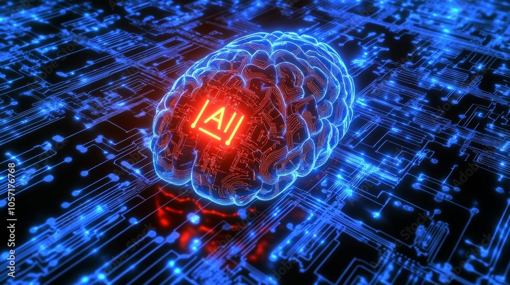 Poster a brain with the word ai written on it