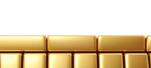 Seamless Horizontal gold bars boarder isolated on transparent background

