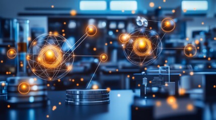 A Close-up View of Laboratory Equipment, displaying a Tidy Background with White Space, Accentuating the Magic and Danger Inherent in Nature's Scientific Exploration.