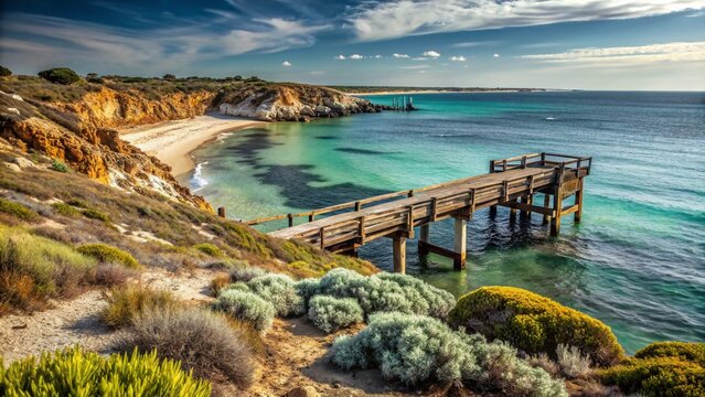 Stunning Jurien Bay Coastline with Old Jetty in Western Australia - Scenic Beauty and High Depth of Field