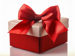 Obraz premium red gift box with red bow