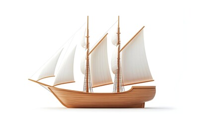 Obraz premium A beautifully crafted wooden sail ship with tall masts and expansive sails showcases traditional craftsmanship and evokes maritime adventure