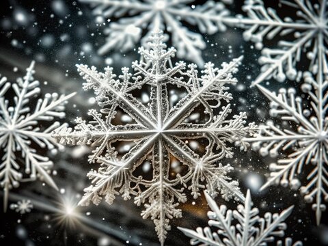 Stunning Long Exposure of White Snowflake Drawing on Black Background for Artistic Photography