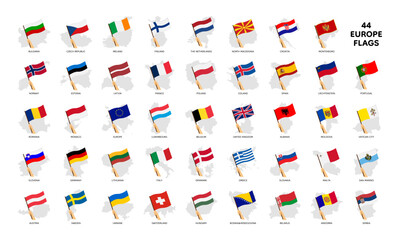 Set of flags of European countries