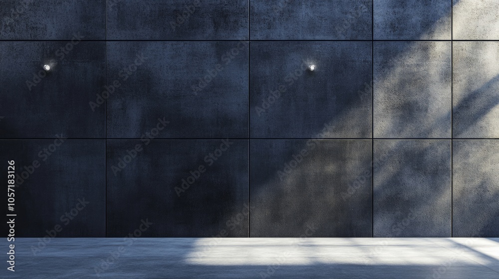 Aufkleber a wall with a window in the middle and a light shining on it