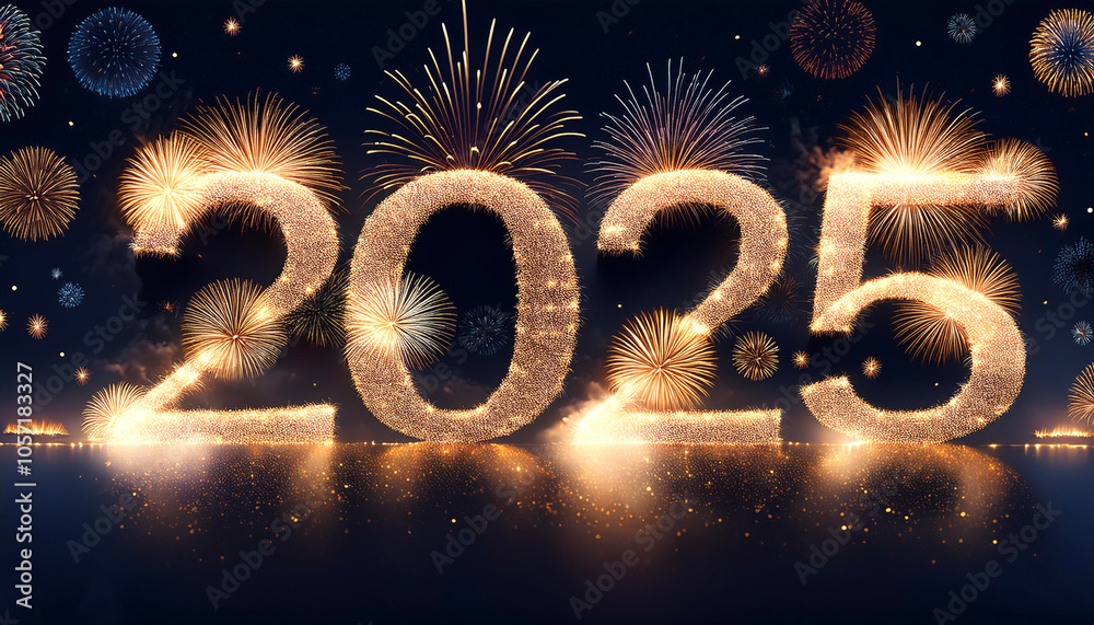 Fototapete combination of the number 2025 with the best design and a combination of festive elements and orname