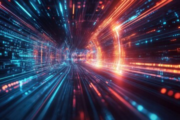 Obraz premium Futuristic light effect lines in a technology background