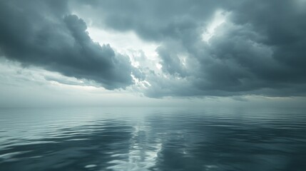 Storm clouds swirling over a large lake, reflecting the dark sky generative ai