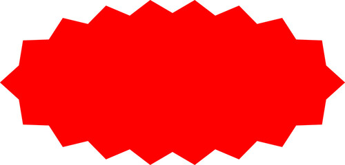 Starburst red sticker set - collection of special offer sale round and oval sunburst labels and buttons isolated on white background. Promo stickers with star edges. Vector