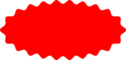 Starburst red sticker set - collection of special offer sale round and oval sunburst labels and buttons isolated on white background. Promo stickers with star edges. Vector