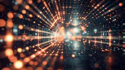 Obraz premium High-tech data tunnel with glowing particles