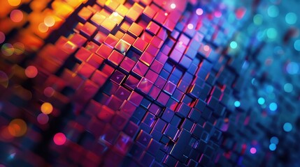Obraz premium Vibrant abstract geometric background with pixelated mosaic pattern.
