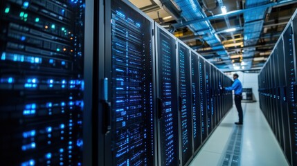 Fototapeta premium Quantum computing experts applying advanced algorithms for large-scale data analysis in various sectors
