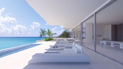 Fototapeta premium Modern beachfront villa with stunning ocean view