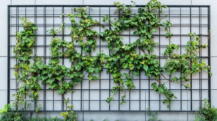 Green Vines Climbing on a Garden Trellis