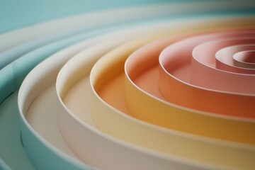 Earthy pastels swirl in concentric circles, creating a calming abstract pattern reminiscent of gentle flowing waves.