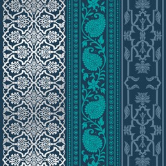 wedding card design, traditional paisley floral pattern , royal India	