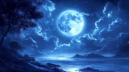 Stunning full moon captured in its radiant glory, lighting up the night sky generative ai