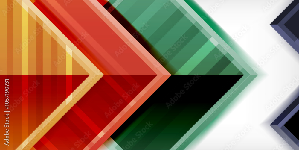 Poster Arrow symbols created with 3d effects and line texture geometric abstract background