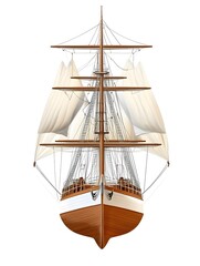 A beautifully crafted wooden sail ship with tall masts and expansive sails showcases traditional craftsmanship and evokes maritime adventure