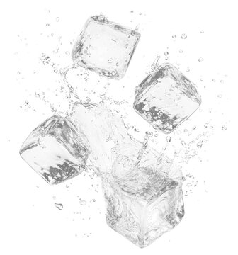 PNG Exploding ice cubes crystal splash water.
