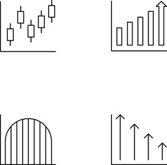 Bar graph line icons set. Graph, Line, Bar, Chart, Diagram, Report, Statistics. Business graphs and charts icons. Business infographics. Statistic data, charts
