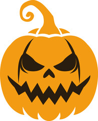 Horror and scary faces and other Halloween symbols silhouette icons set. Halloween pumpkin, emoji and tattoo ghost smile spooky jack evil mouth eyes scary - illustration.