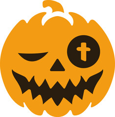 Horror and scary faces and other Halloween symbols silhouette icons set. Halloween pumpkin, emoji and tattoo ghost smile spooky jack evil mouth eyes scary - illustration.