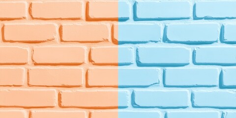 Pastel Orange and Blue Brick Wall Texture   Modern Design Background