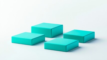 Obraz premium A group of four blue cubes sitting on top of each other