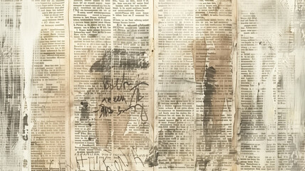 Vintage newspaper with aged texture and faded text for historical, antique, and nostalgic design aesthetic