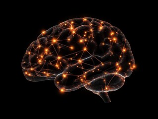 Brain power concept with a glowing brain illustration, symbolizing intelligence and mental capacity in a creative presentation.