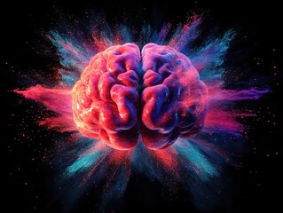 Colorful explosion of a brain symbolizing creativity, innovation, and a 