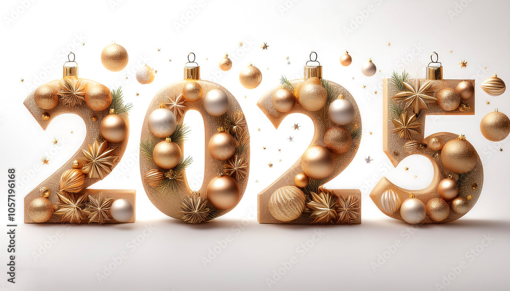 Fototapete the combination of the number 2025 with the best design and combination of festive elements and orna